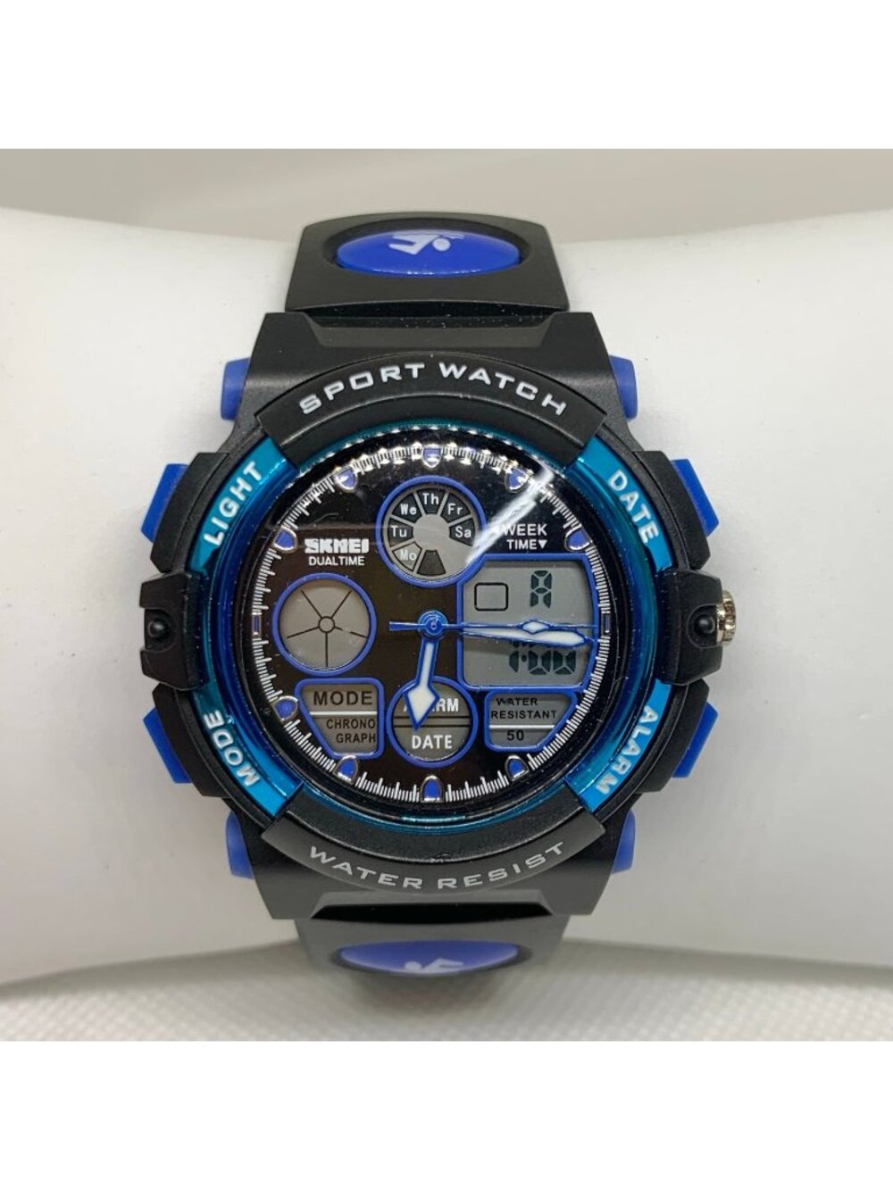 Skmei men’s watch analog digital two tone 43mm quartz multifunction running